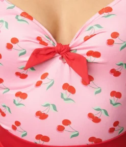 Unique Vintage All Things Pink|All Things Red>Pink & Red Cherry Sweetheart Rosemary Top