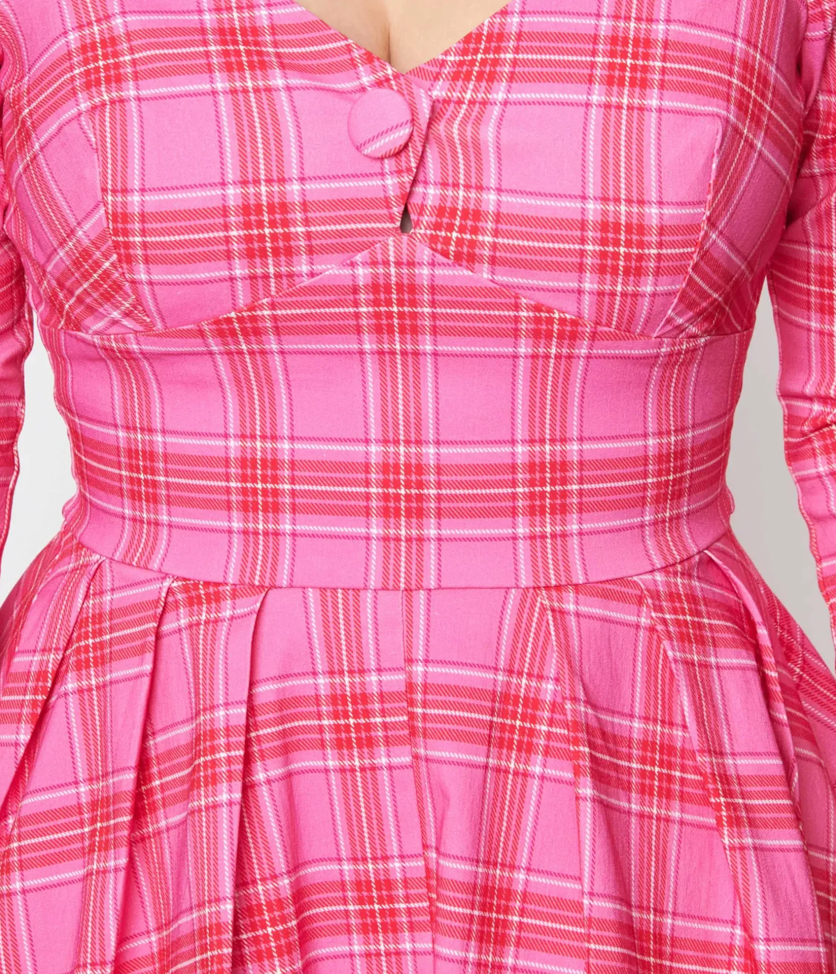 Unique Vintage Swing|Everyday Dresses>Pink & Red Plaid Lamar Swing Dress