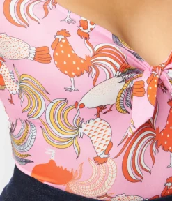Unique Vintage All Things Pink|All Things Red>Pink & Red Rooster Sweetheart Rosemary Top