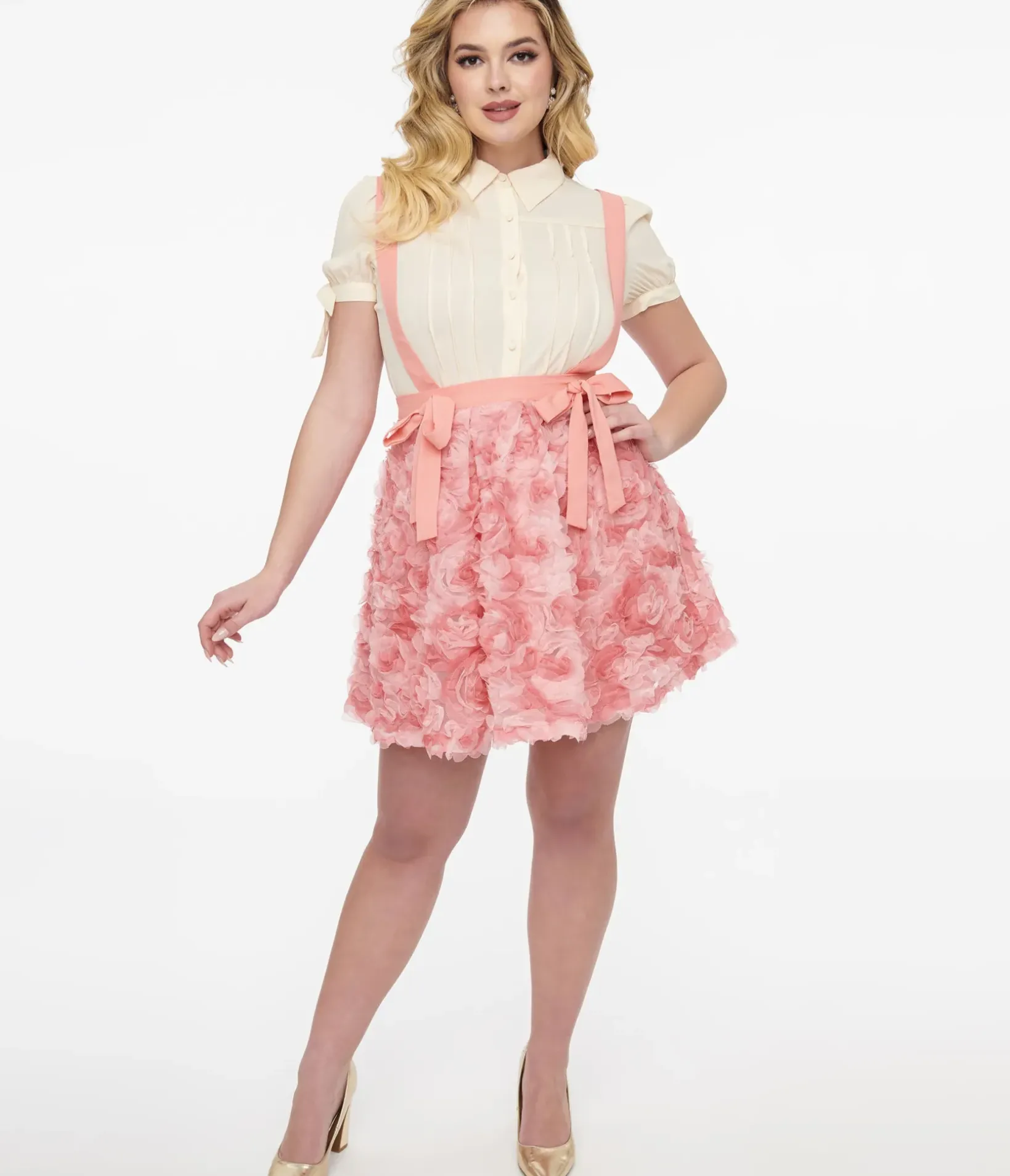 Unique Vintage Skirts|All Things Pink>Pink Rosette Suspender Ballerina Skirt