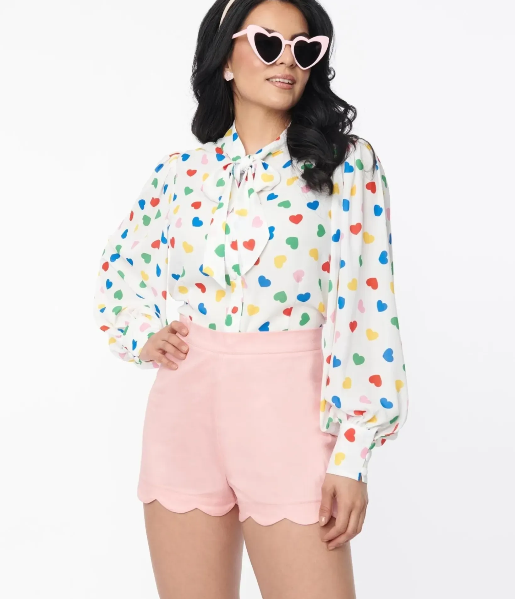 Unique Vintage Shorts|All Things Pink>Pink Scallop Shorts