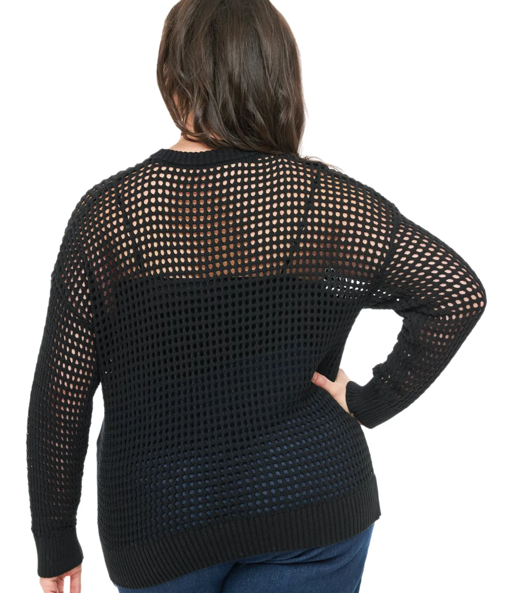 Unique Vintage Sweaters & Cardigans|Sweaters & Cardigans>Plus Size Black Cat Open Weave Cotton Sweater