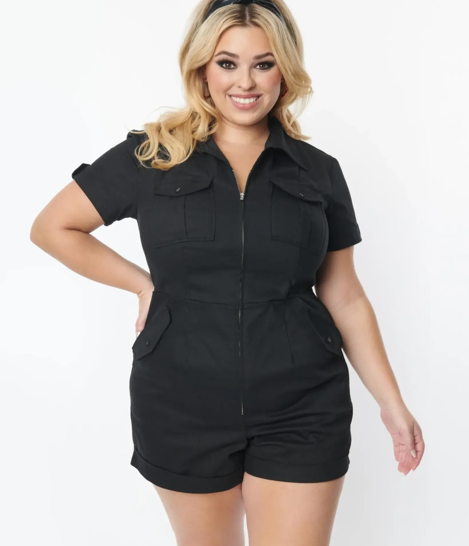 Unique Vintage Rompers & Jumpsuits|Rompers & Jumpsuits>Plus Size Black Mia Romper