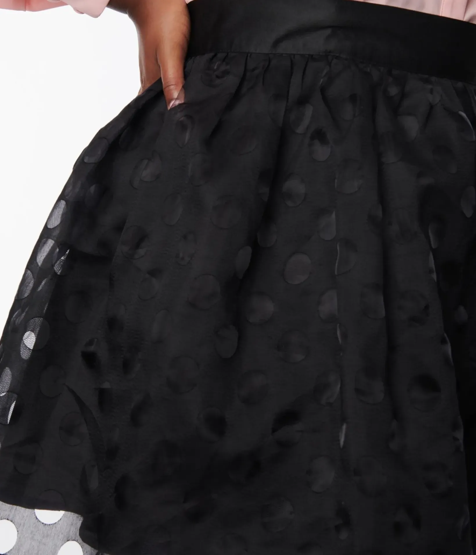 Unique Vintage Skirts|Skirts>Plus Size Black Polka Dot Tulle Suspender Mini Skirt