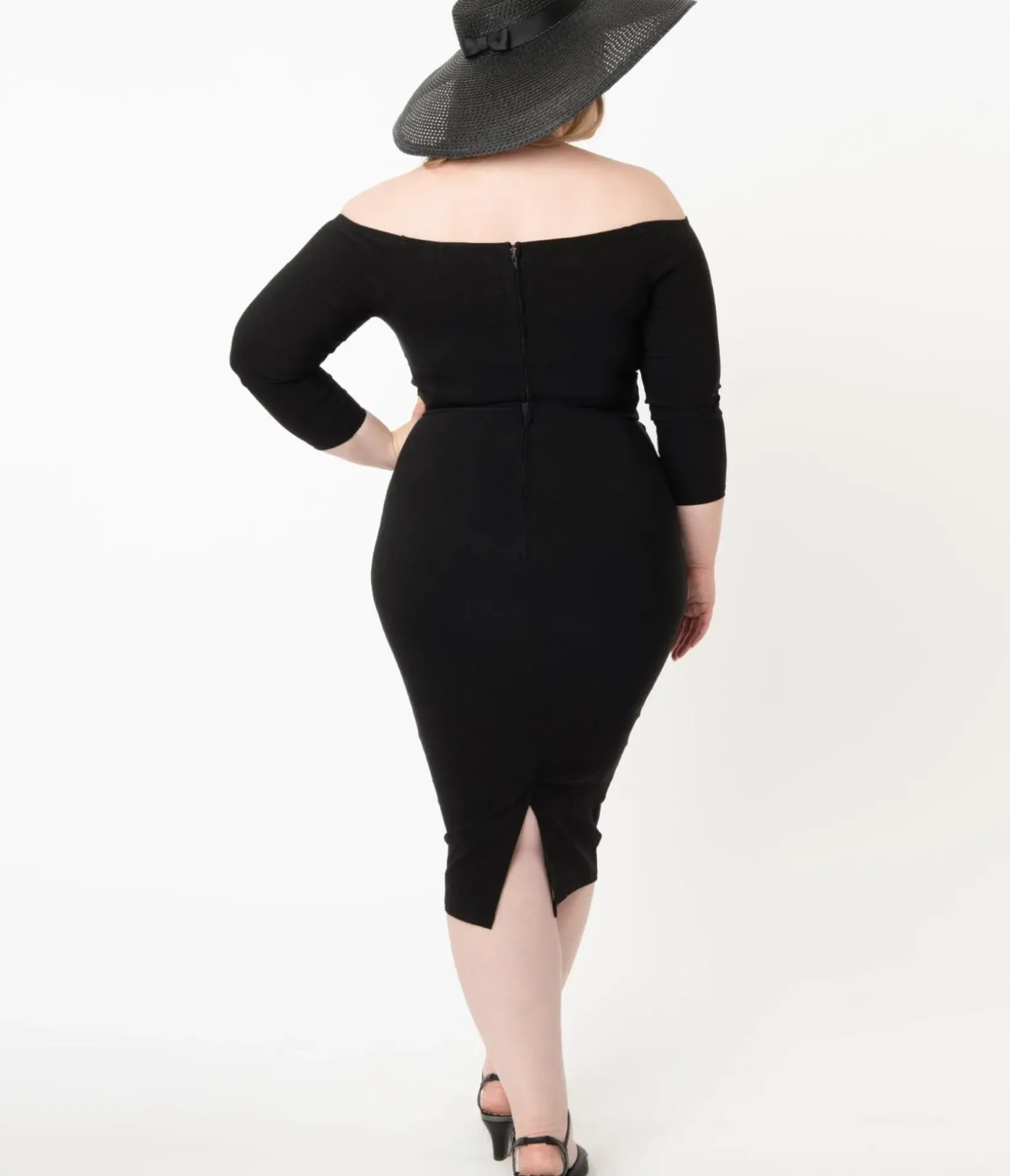 Unique Vintage Pencil|Pencil>Plus Size Black Shailene Pencil Dress