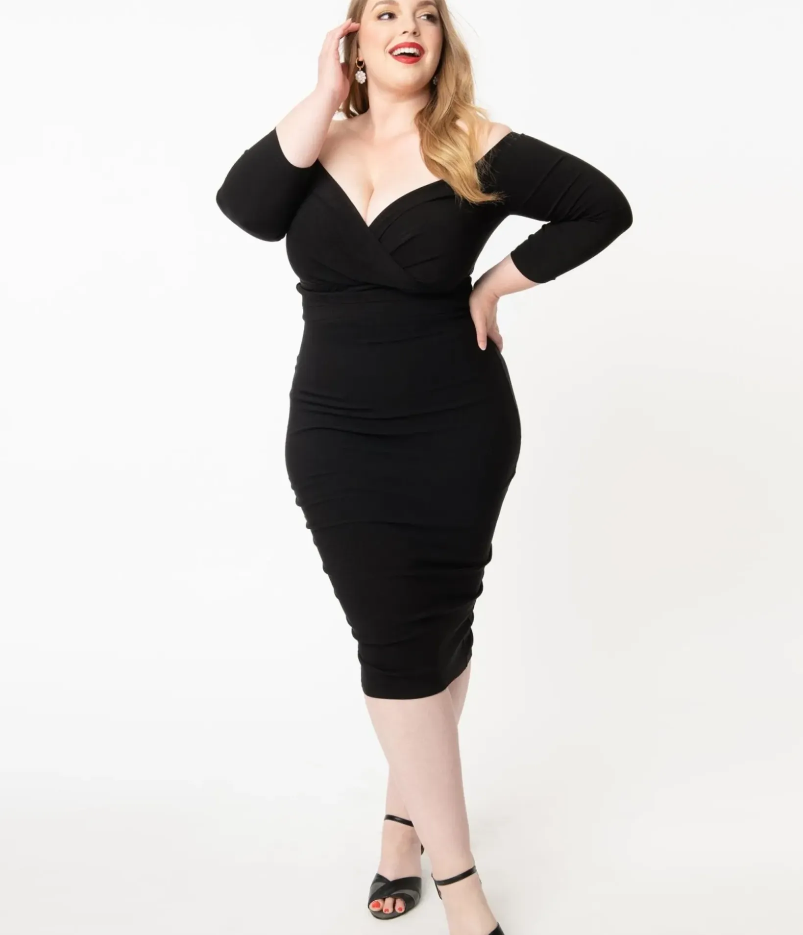 Unique Vintage Pencil|Pencil>Plus Size Black Shailene Pencil Dress