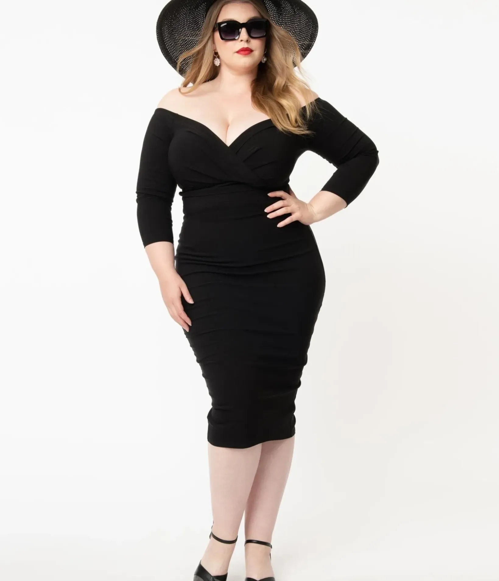 Unique Vintage Pencil|Pencil>Plus Size Black Shailene Pencil Dress