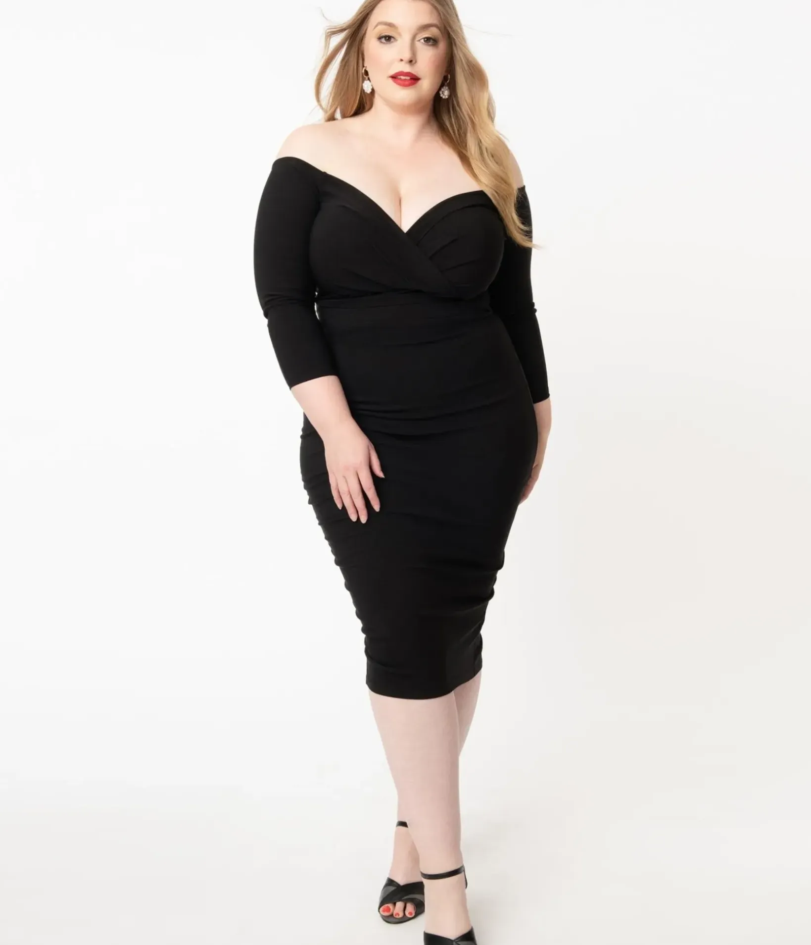 Unique Vintage Pencil|Pencil>Plus Size Black Shailene Pencil Dress