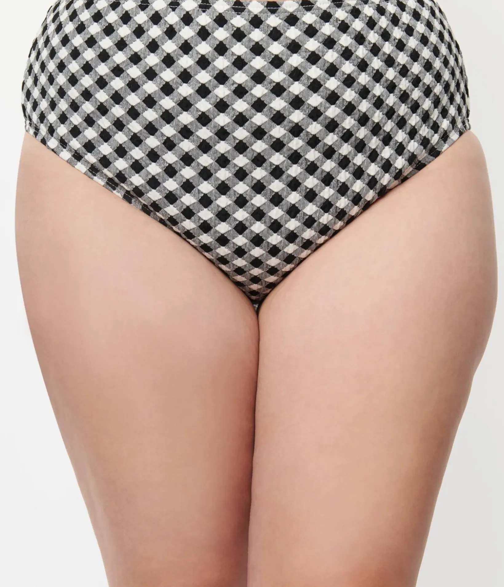 Unique Vintage Two Piece Swim|Swim Bottoms>Plus Size Black & White Gingham Daphne Swim Bottoms