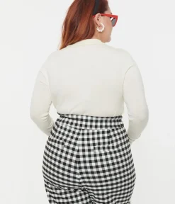 Unique Vintage All Things Red>Plus Size Cream & Red Locked Heart Sweater
