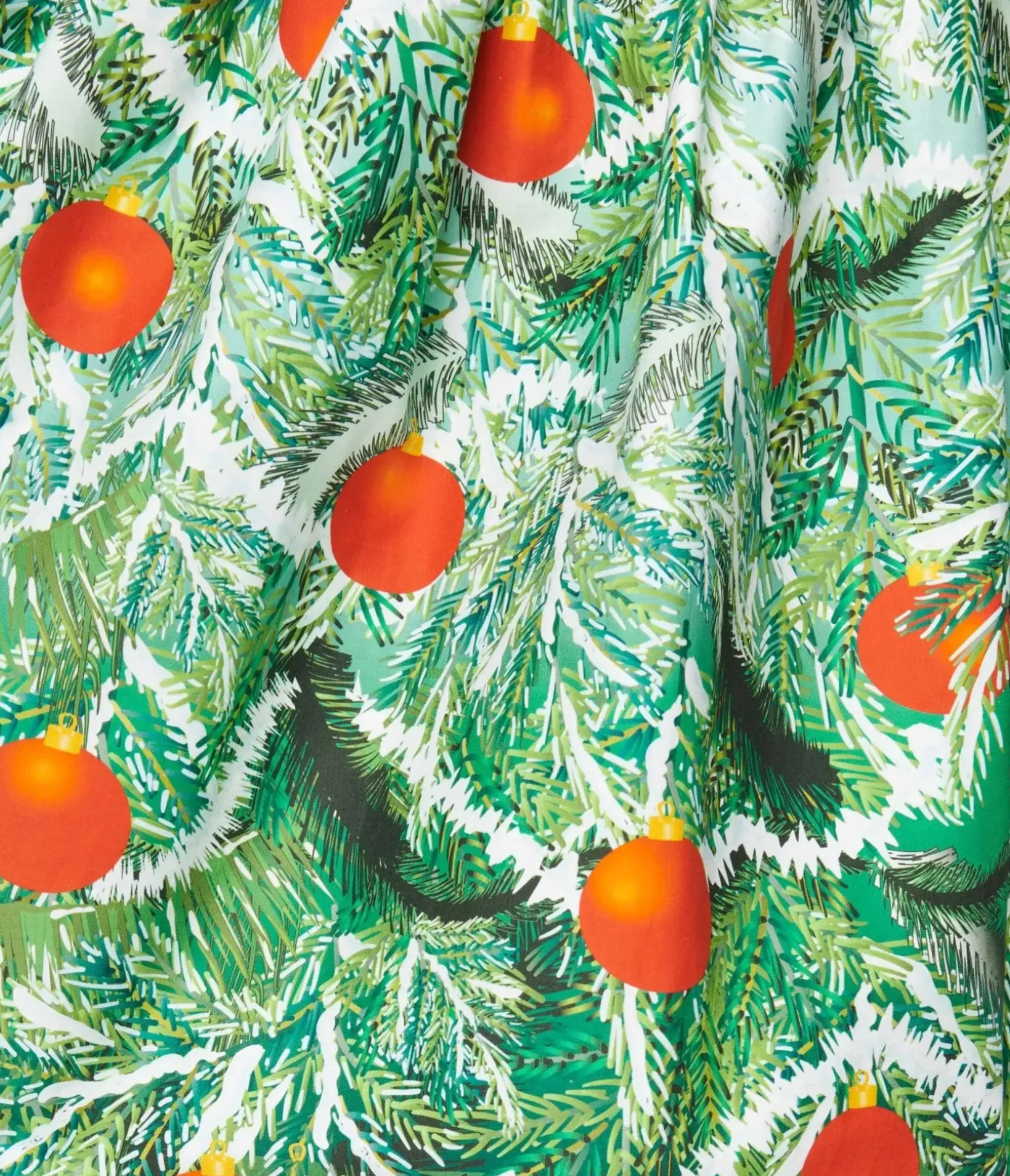 Unique Vintage Skirts|Skirts>Plus Size Green Evergreen & Red Ornaments Swing Skirt