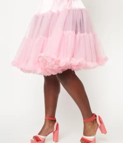 Unique Vintage Barbie Core|All Things Pink>Plus Size Light Pink Ruffled Chiffon Petticoat Crinoline
