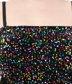 Unique Vintage Pencil|Pencil>Plus Size Rainbow Sequin Strapless Spotlight Wiggle Dress