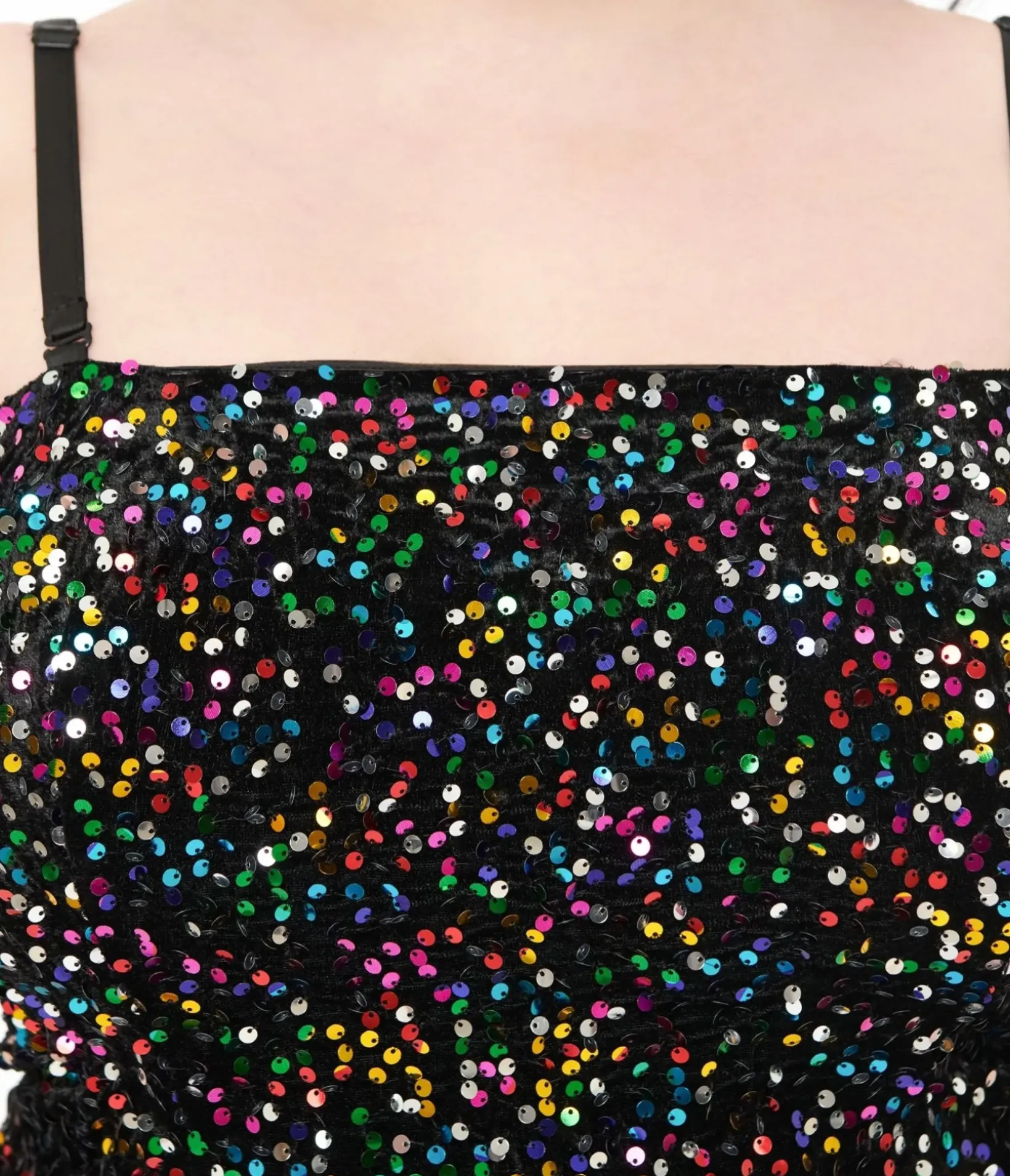 Unique Vintage Pencil|Pencil>Plus Size Rainbow Sequin Strapless Spotlight Wiggle Dress