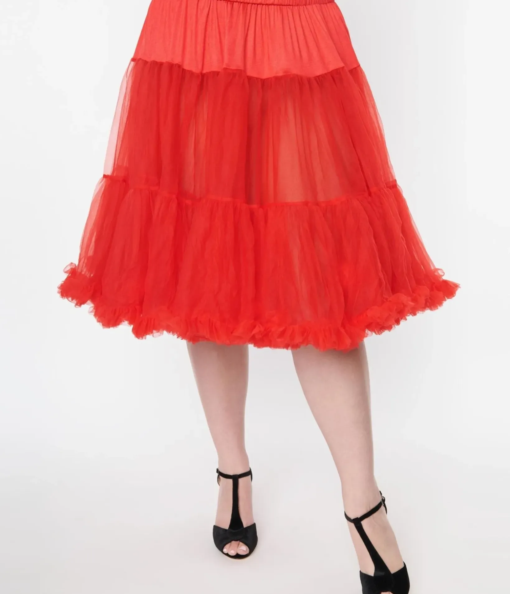 Unique Vintage Valentine's Day Dress|All Things Red>Plus Size Red Retro Style Ruffled Petticoat
