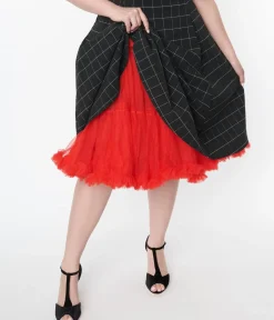 Unique Vintage Valentine's Day Dress|All Things Red>Plus Size Red Retro Style Ruffled Petticoat