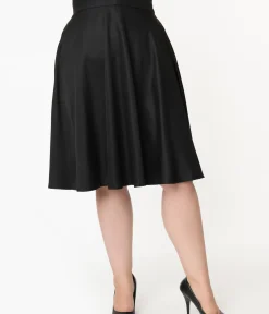 Unique Vintage Skirts|Skirts>Plus Size Retro Style Black High Waist Vivien Swing Skirt