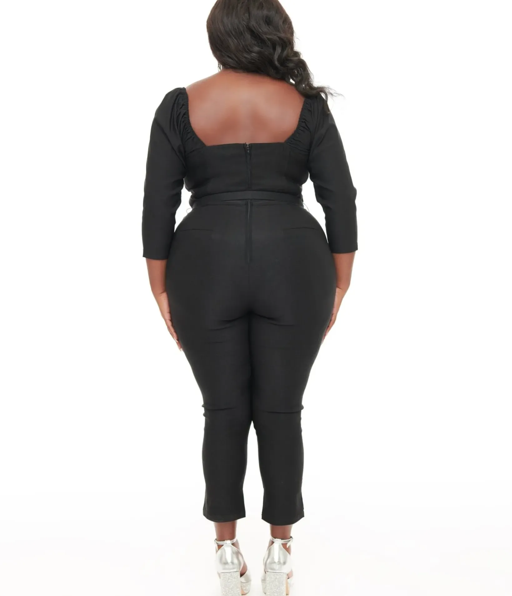 Unique Vintage Rompers & Jumpsuits|Rompers & Jumpsuits>Plus Size 1950s Black Bow Bengaline Jumpsuit