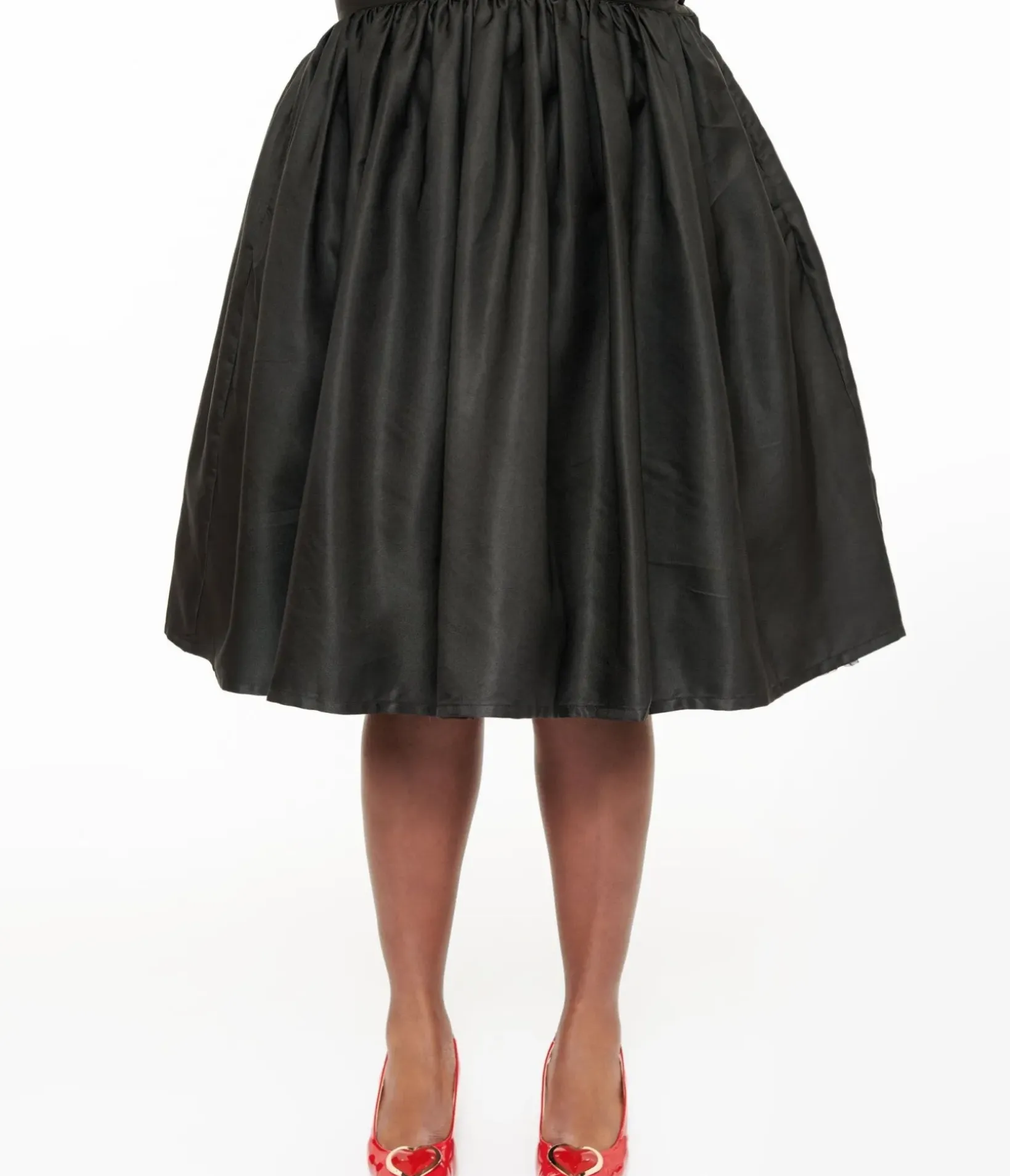 Unique Vintage Skirts|Skirts>Plus Size 1950s Black Cotton Gellar Swing Skirt