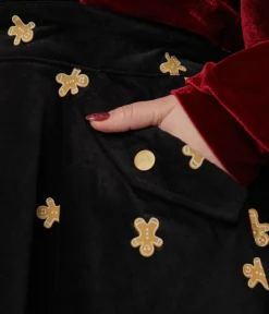 Unique Vintage Skirts|Skirts>Plus Size 1950s Black & Gingerbread Brionne Pinafore Skirt