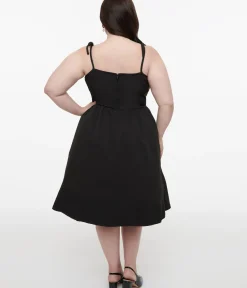Unique Vintage Swing|Pocket Dresses>Plus Size 1950s Black & Glow in the Dark Skeleton Bobbie Swing Dress