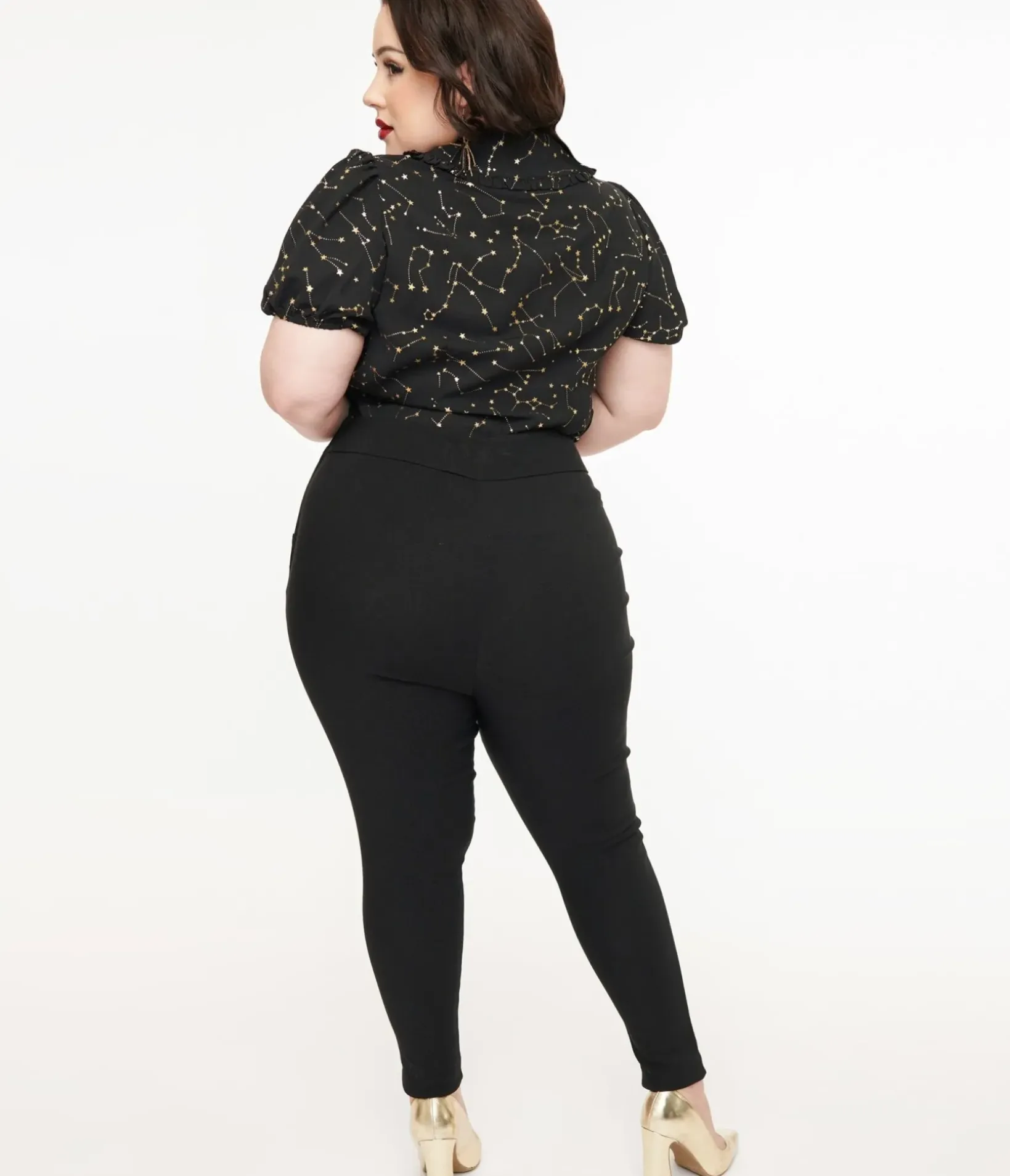 Unique Vintage Pants|Pants>Plus Size 1950s Black High Waisted Cigarette Pants