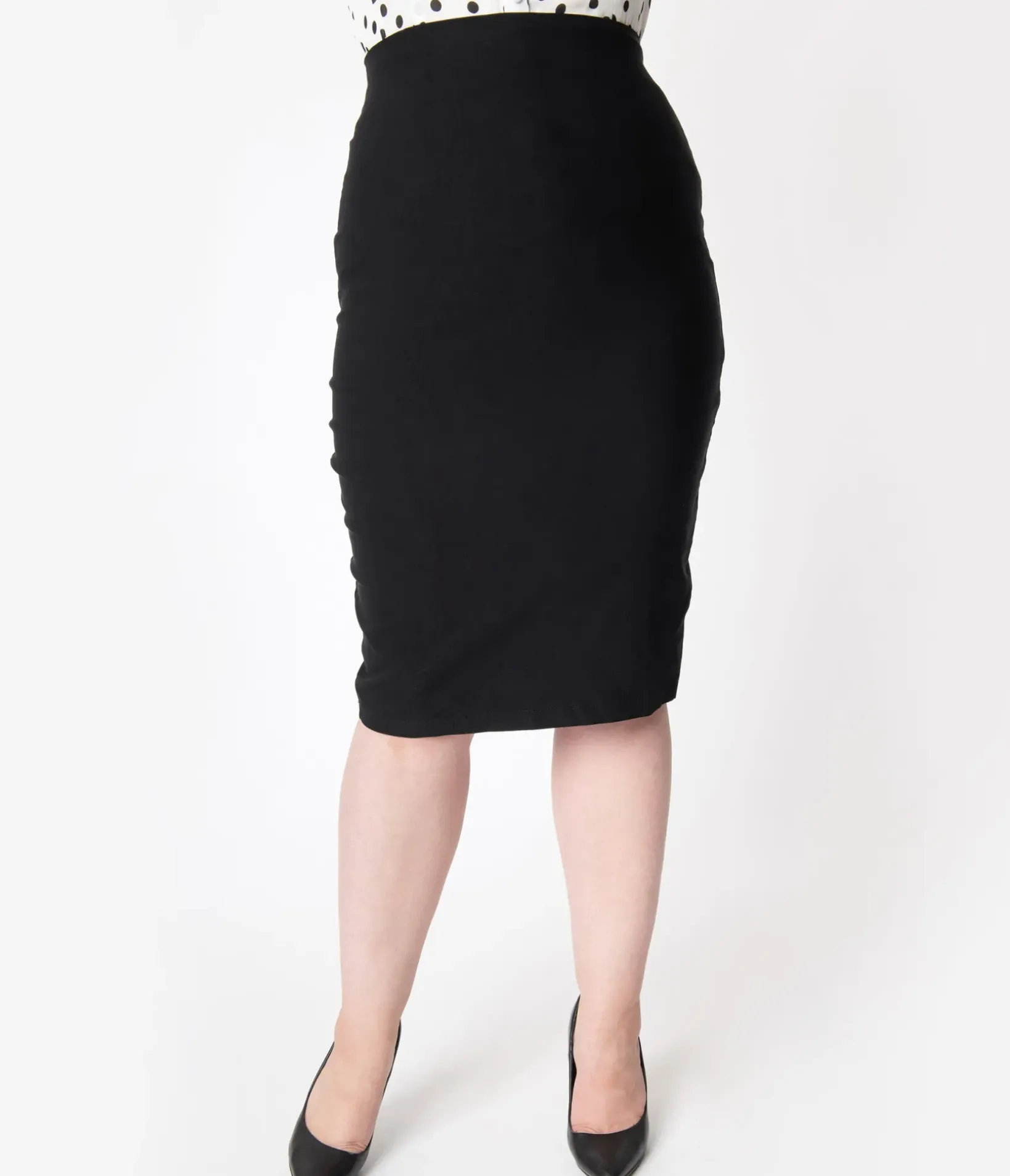 Unique Vintage Skirts|Skirts>Plus Size 1950s Black High Waist Tracy Wiggle Skirt