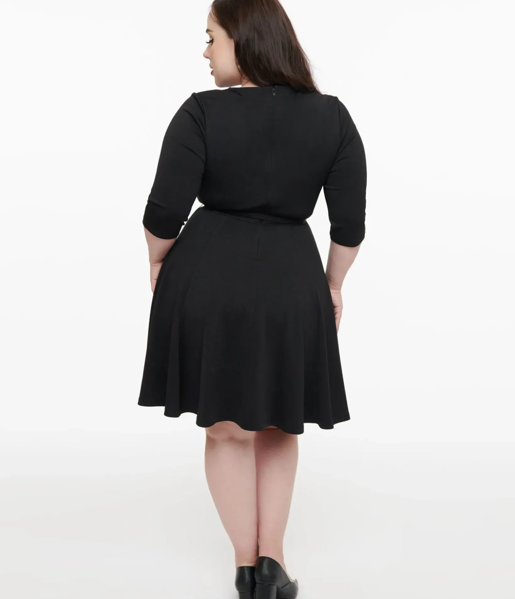 Unique Vintage Fit & Flare|Fit & Flare>Plus Size 1960s Black Knit Stephanie Fit & Flare Dress