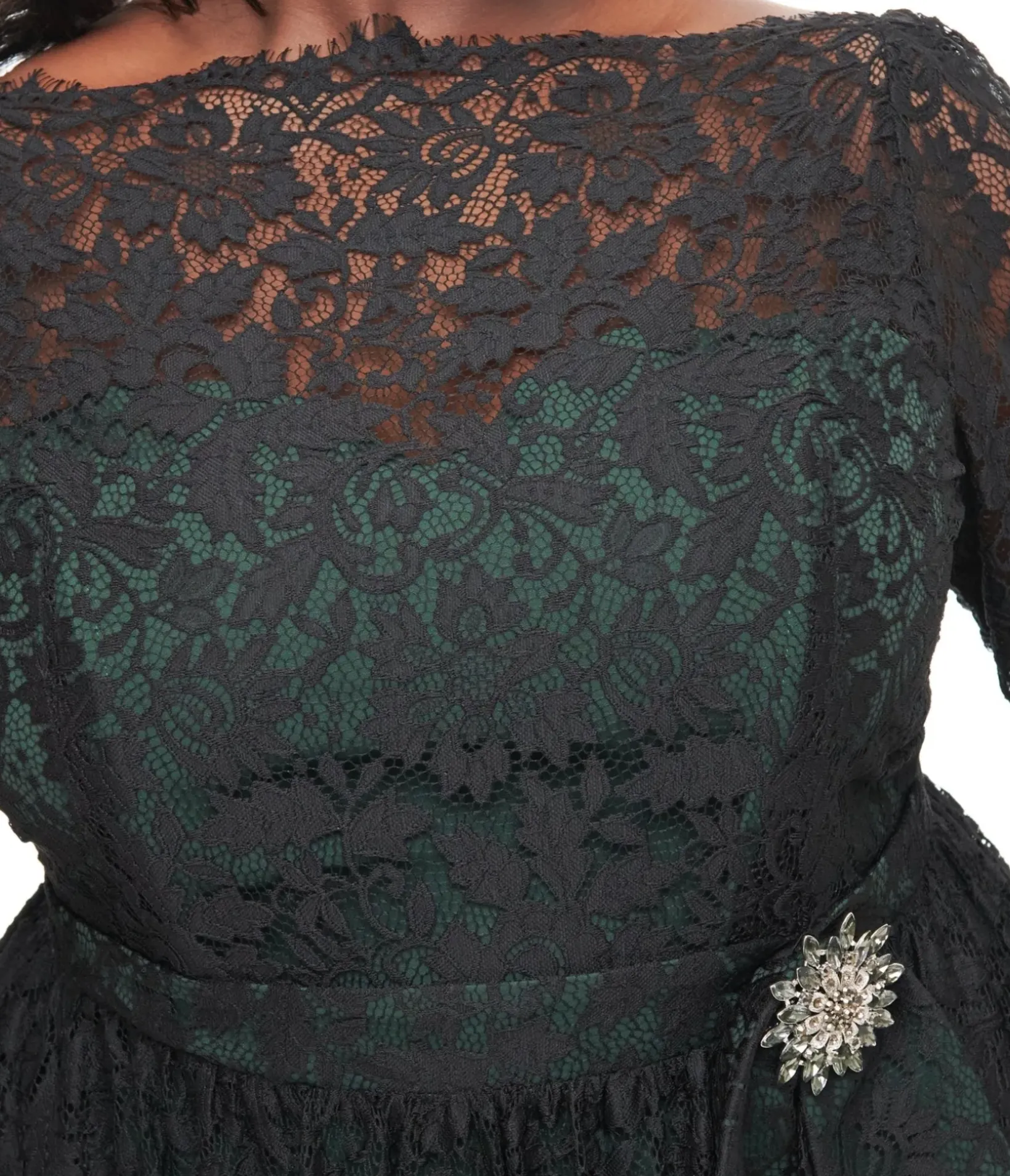 Unique Vintage Swing|Swing>Plus Size 1940s Black Lace Swing Dress