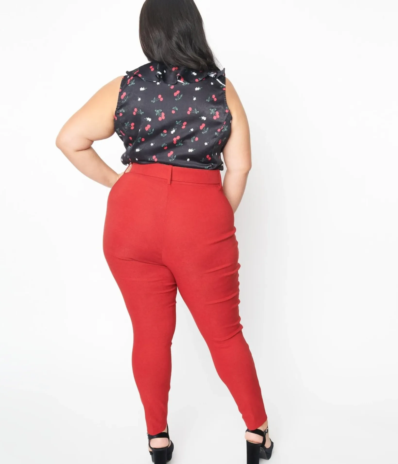 Unique Vintage Pants|Pants>Plus Size 1940s Black Satin High Waist Ginger Pants
