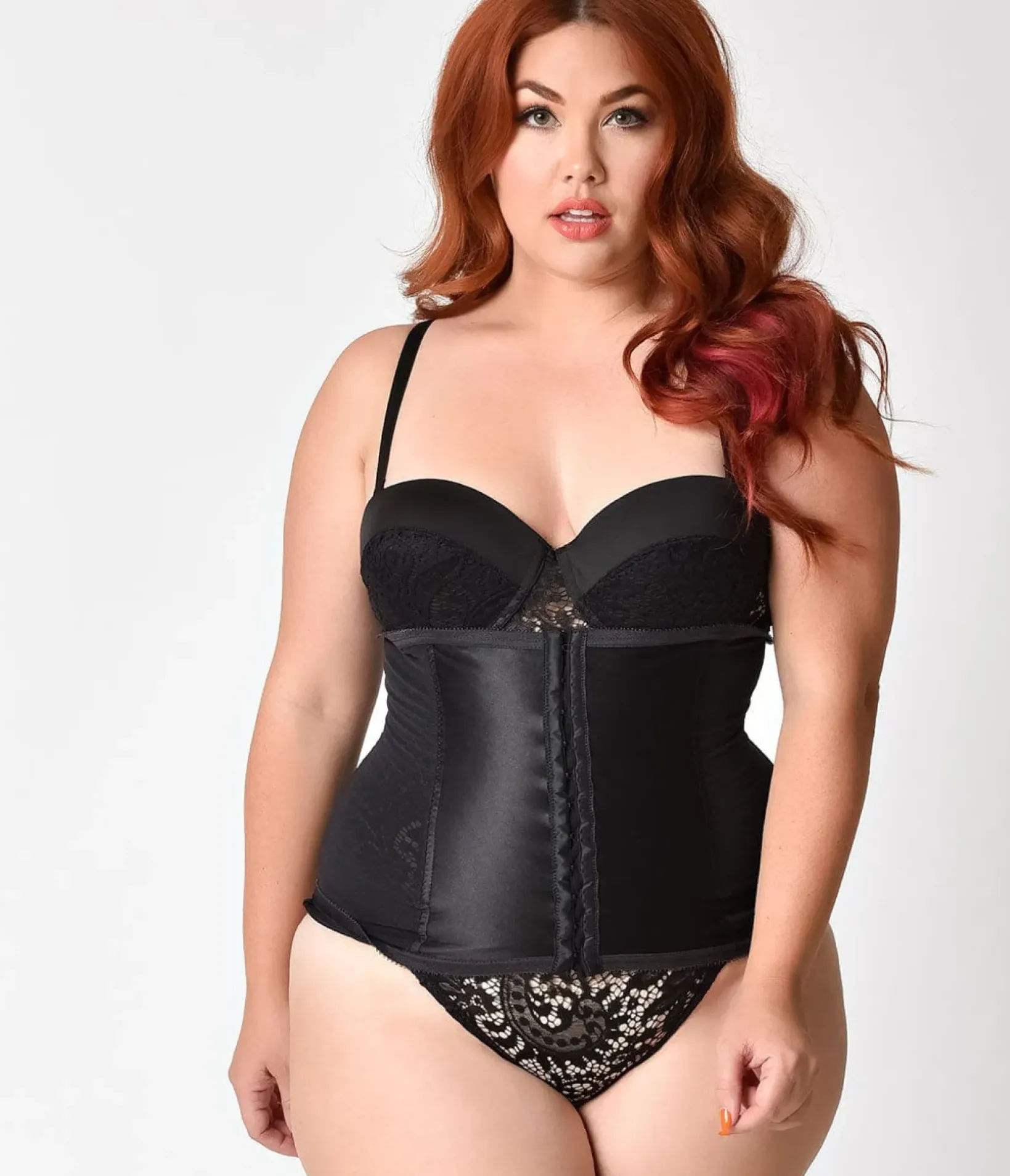 Unique Vintage Wedding Guest|Lingerie & Shapewear>Plus Size 1950s Black Stretch Power Mesh Waist Cincher