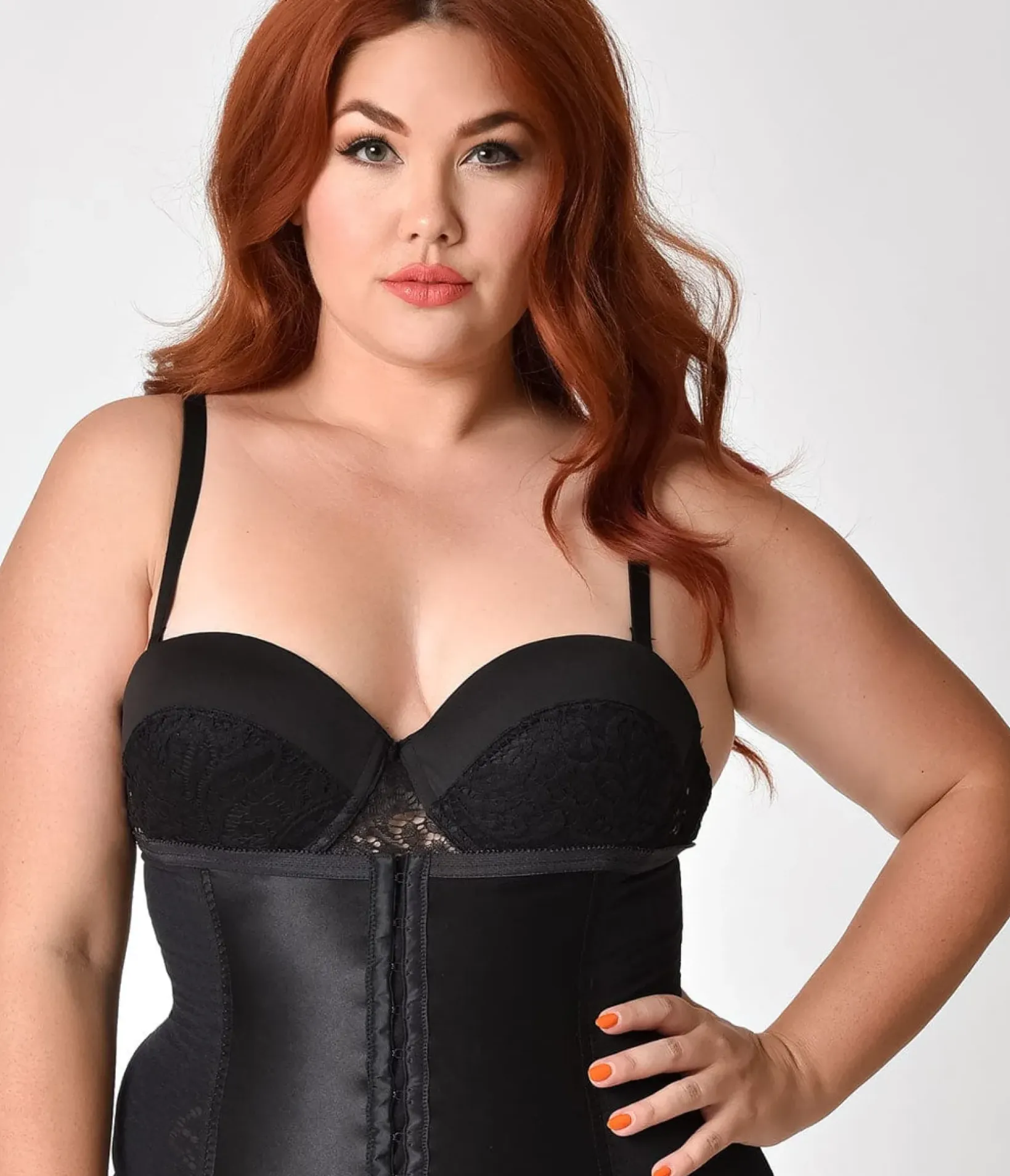 Unique Vintage Wedding Guest|Lingerie & Shapewear>Plus Size 1950s Black Stretch Power Mesh Waist Cincher