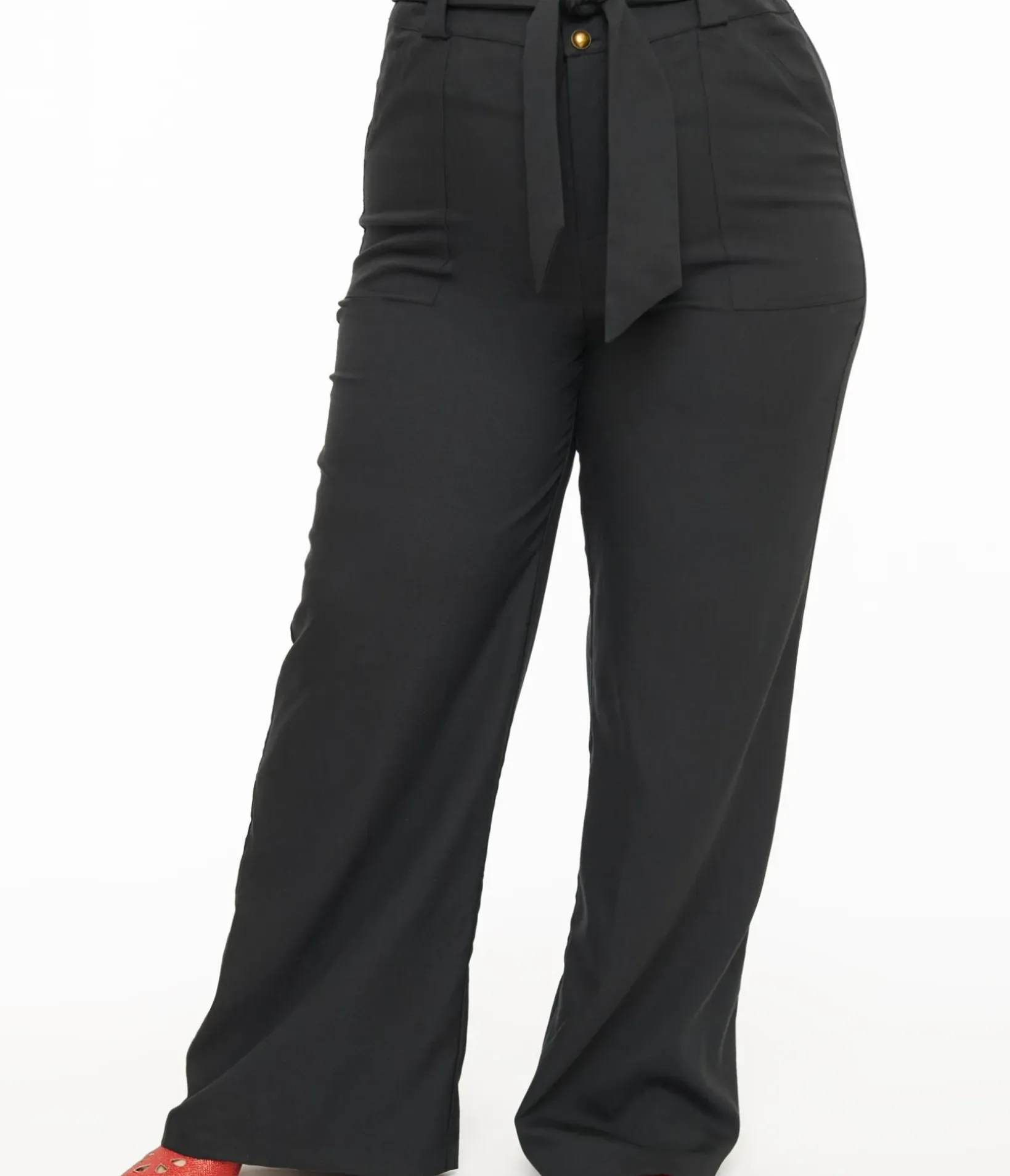 Unique Vintage Pants|Pants>Plus Size 1950s Black Wide Leg Trousers