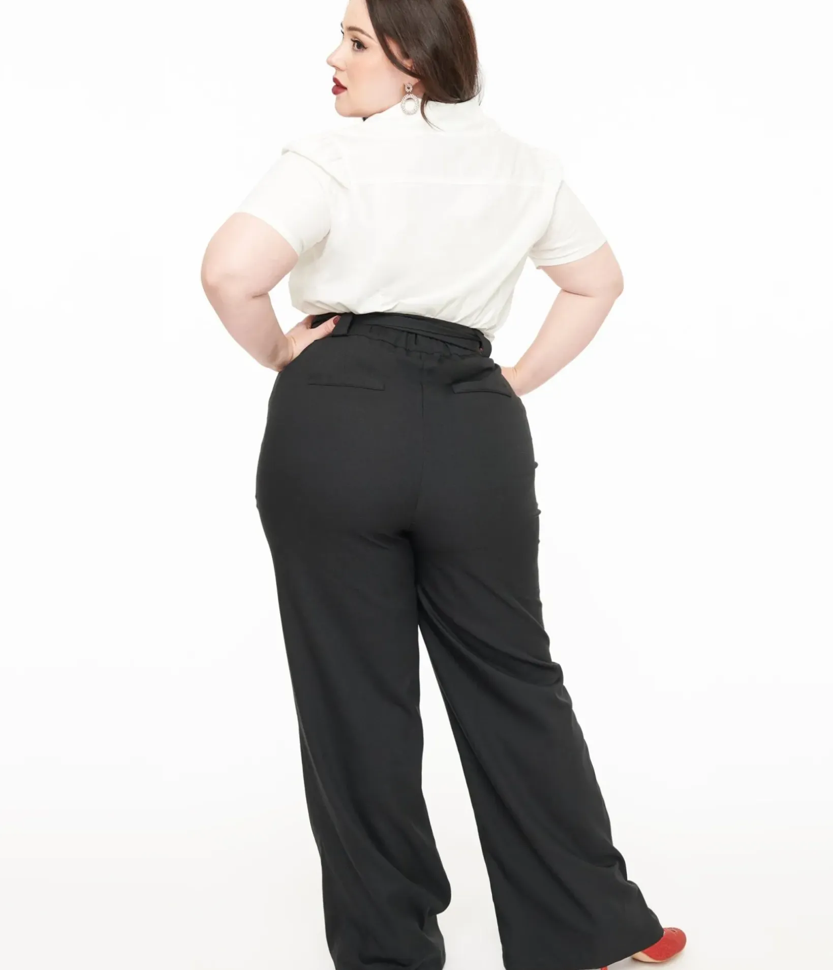 Unique Vintage Pants|Pants>Plus Size 1950s Black Wide Leg Trousers