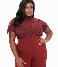 Unique Vintage Blouses|Blouses>Plus Size 1970s Emerald Satin Keyhole Button Waist Blouse