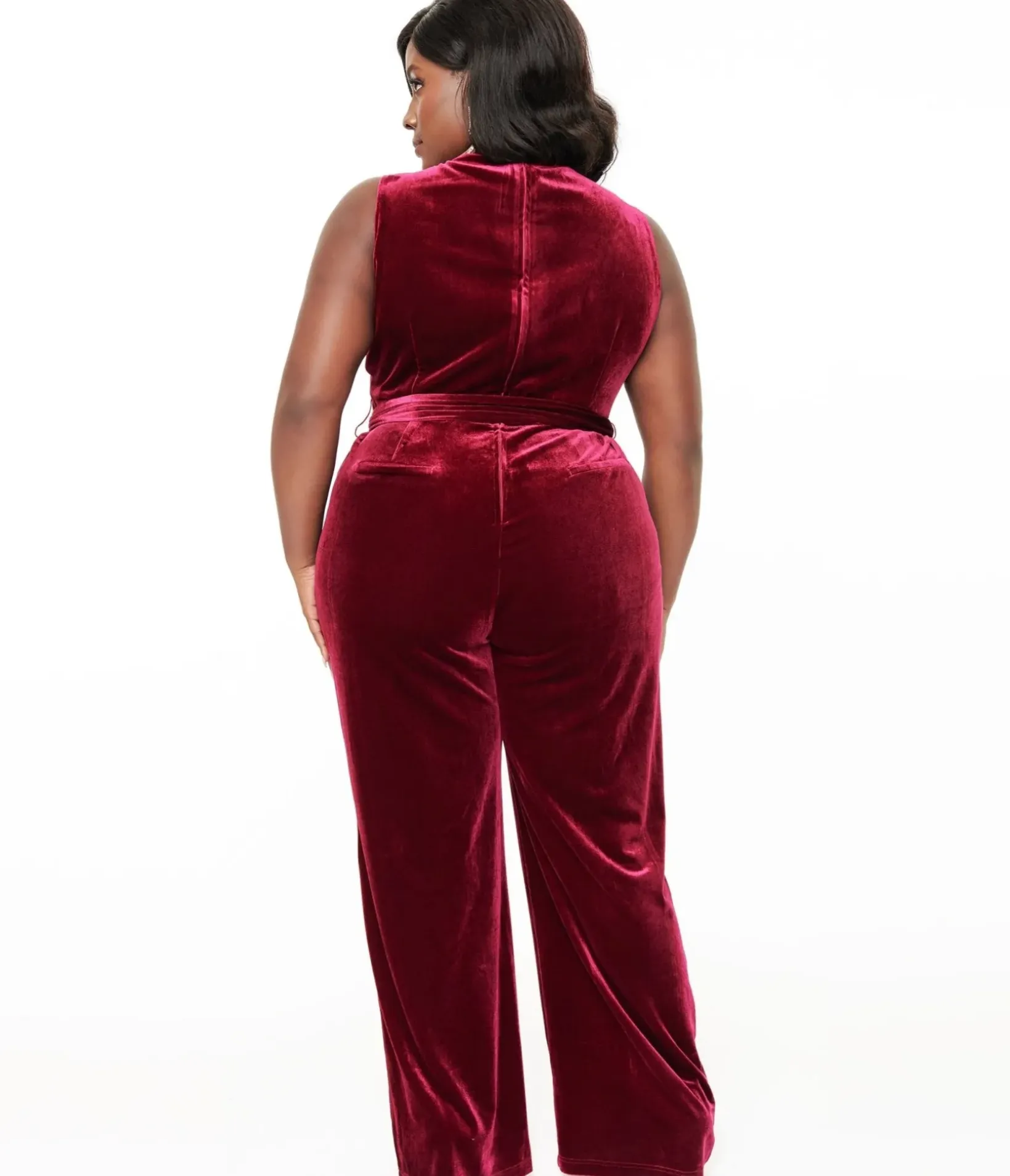 Unique Vintage Rompers & Jumpsuits|Rompers & Jumpsuits>Plus Size 1950s Merlot Velvet Boat Neck Jumpsuit