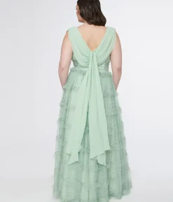 Unique Vintage Everyday Dresses|Special Occasion>Plus Size 1950s Mint Green Clip Dot Off The Shoulder Cocktail Dress