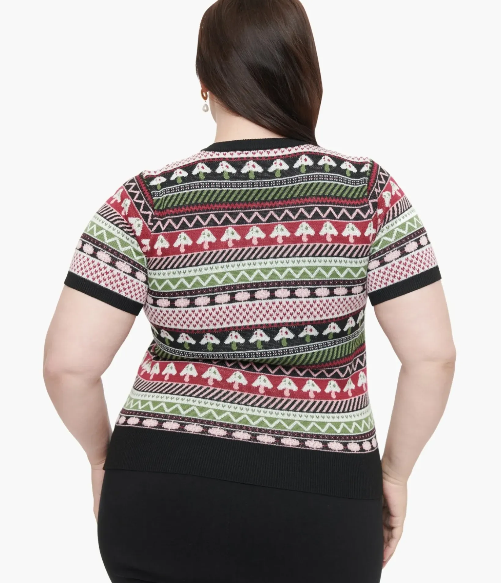 Unique Vintage Sweaters & Cardigans|Sweaters & Cardigans>Plus Size 1950s Mushroom Jacquard Sweater