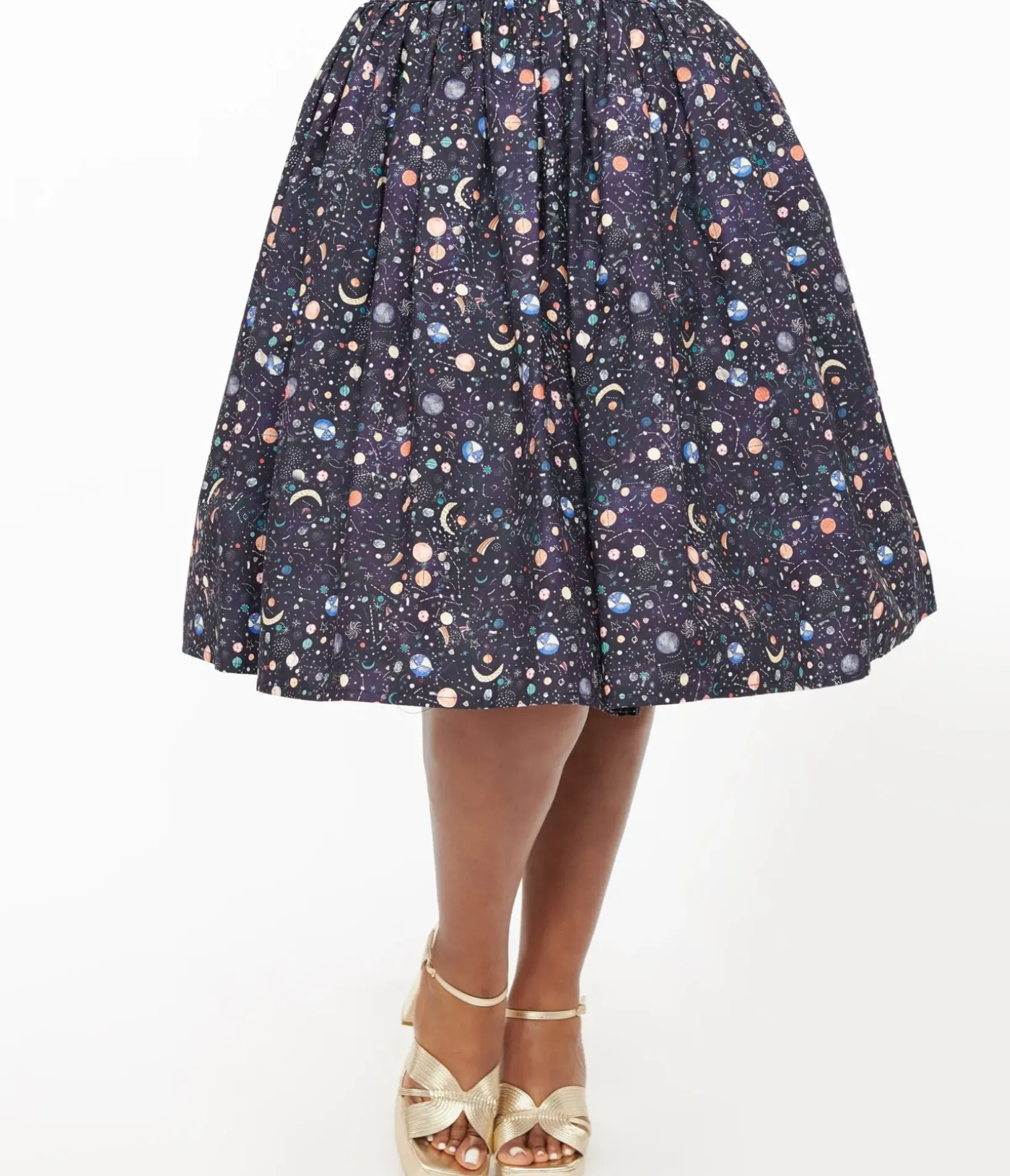 Unique Vintage Skirts|Skirts>Plus Size Space Print Gellar Swing Skirt