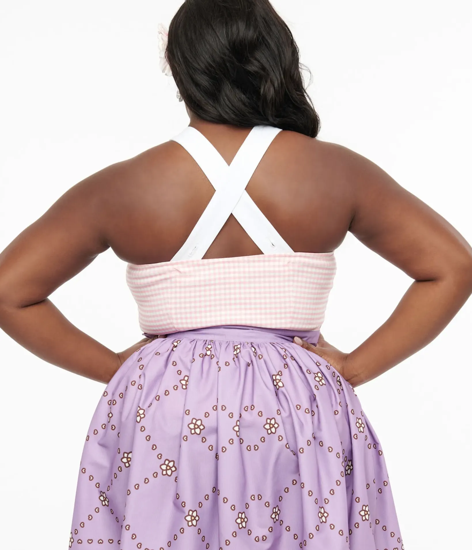 Unique Vintage Blouses|Blouses>Plus Size 1960s Pink & White Gingham Porter Top