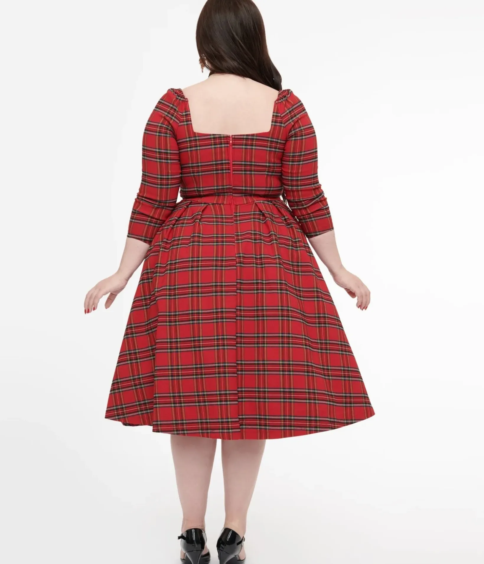Unique Vintage Swing|Swing>Plus Size 1950s Red Plaid Lamar Swing Dress