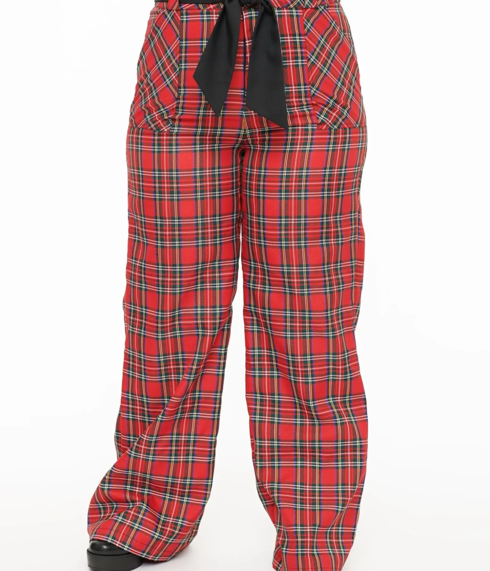 Unique Vintage Pants|Pants>Plus Size 1950s Red Plaid Wide Leg Trousers
