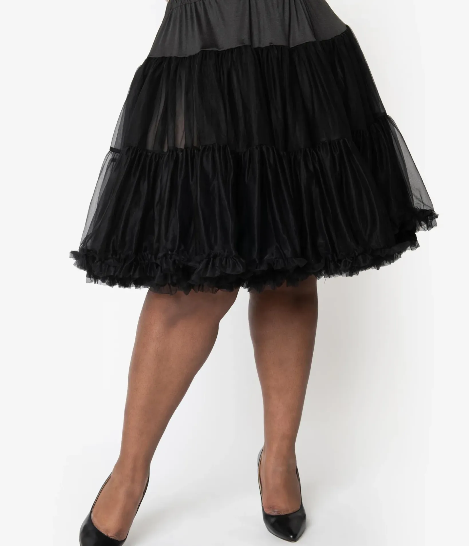 Unique Vintage All Things Black|Halloween>Plus Size 1950s Style Black Ruffled Petticoat Crinoline