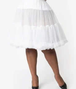 Unique Vintage Special Occasion|Wedding Accessories>Plus Size White Retro Style Ruffled Petticoat Crinoline