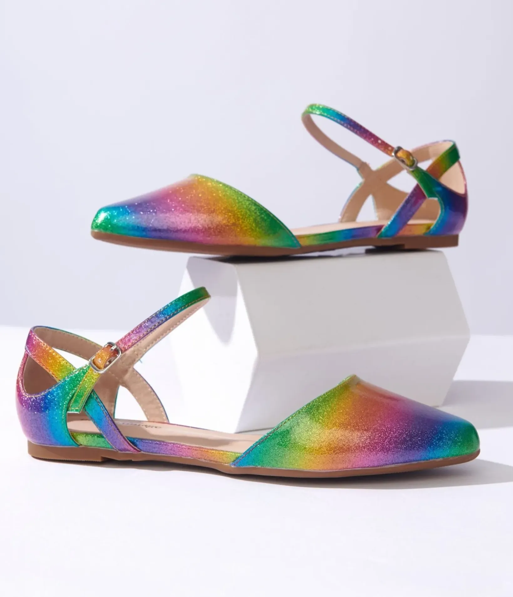 Unique Vintage Pride|Flats>Rainbow Glitter Libby Flats