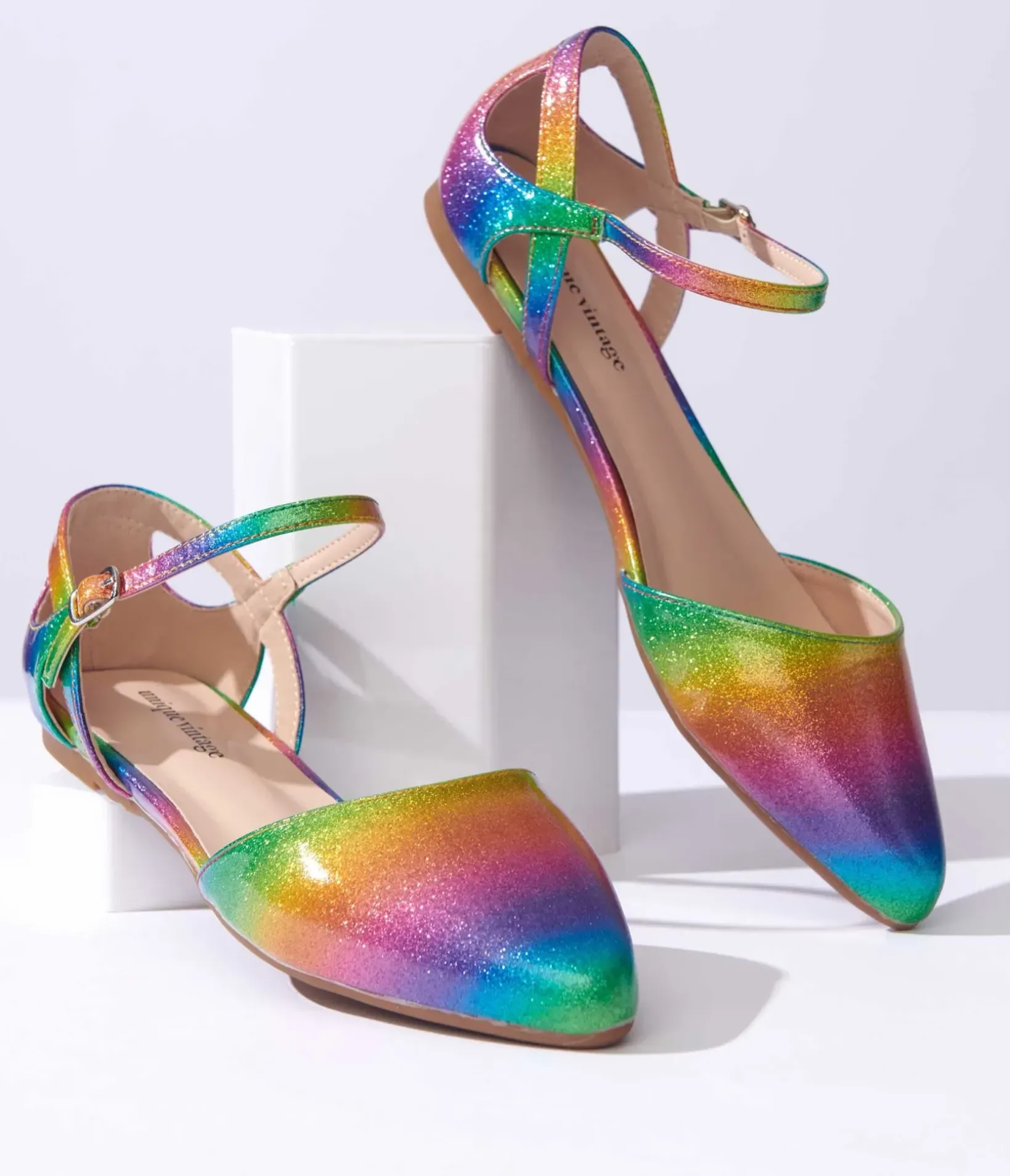 Unique Vintage Pride|Flats>Rainbow Glitter Libby Flats
