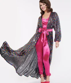 Unique Vintage Maxi|Everyday Dresses>Rainbow Sequins Hollywood Duster