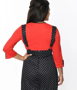 Unique Vintage All Things Red>Red Cutout Neck Tie Top