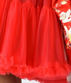 Unique Vintage All Things Red|Lingerie & Shapewear>Red Retro Style Ruffled Petticoat