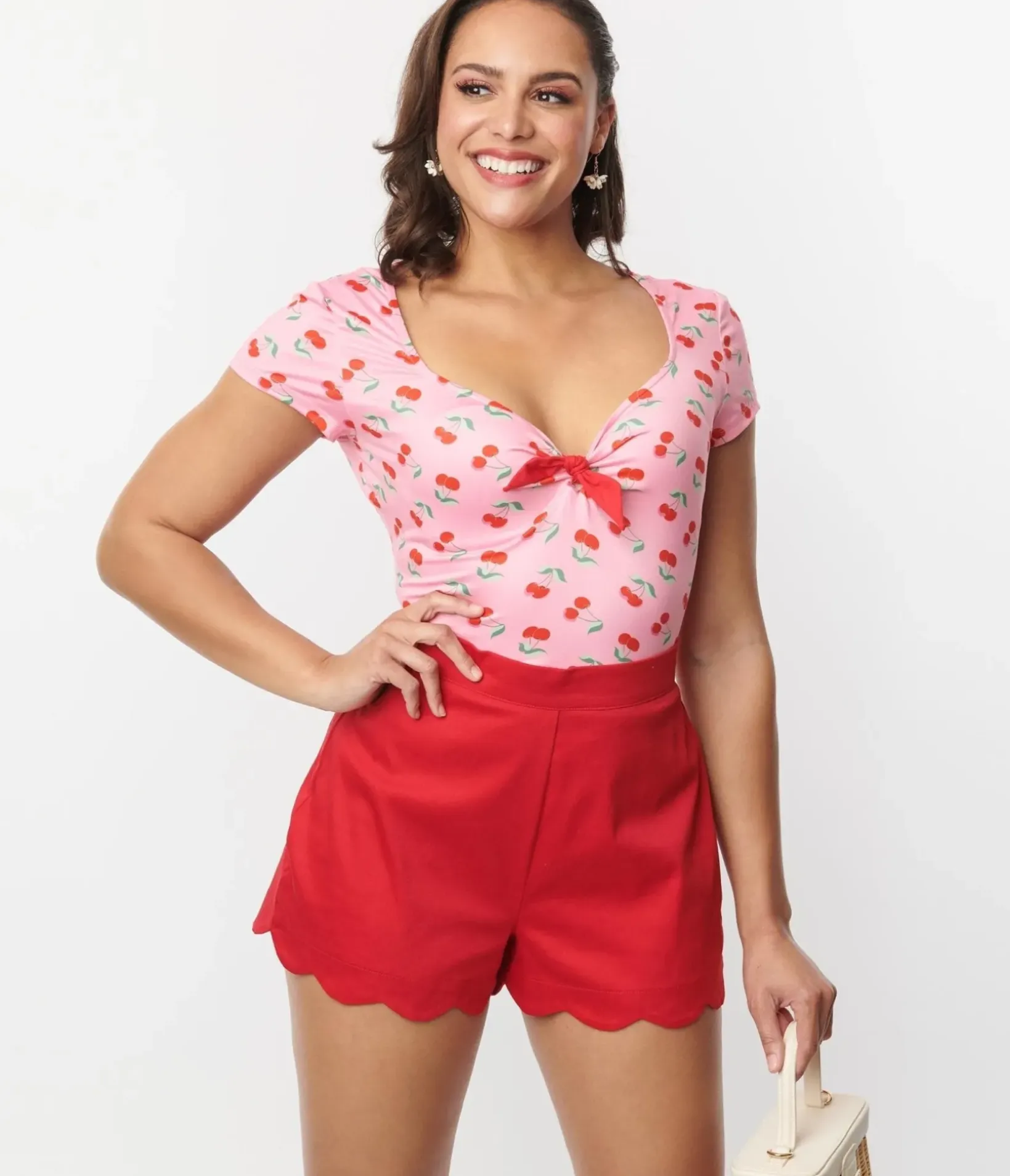 Unique Vintage Shorts|All Things Red>Red Scallop Shorts